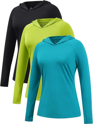 Vista 10 de Camisetas con capucha para mujer, con protección solar, ligeras, para pesca