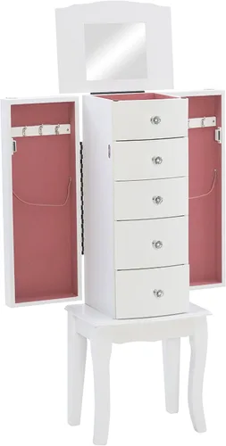 Vista 13 de Powell Muebles Joyería Armario, Blanco, 13"x 9.375"x 35.5