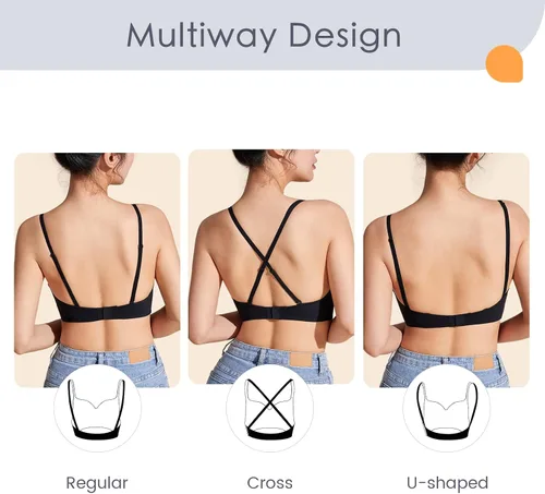 Vista 4 de Women Low Back Bras, Sexy Backless Wireless Bralette Seamless Multiway Bra with Padded Removable