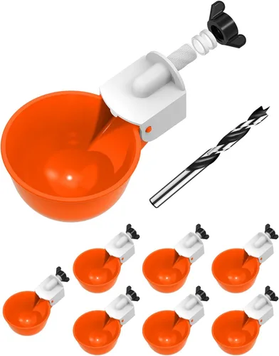 Vista 18 de Vasos para beber pollo (paquete de 8) con broca de 3/8 pulgadas, color azul Automatic Poultry Drinker Feeder Kit for Chickens, Ducks, Turkeys