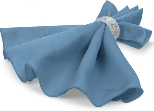 Vista 7 de Ultimate Textile -1 docena - Reversible Shantung Satin - Majestic - Servilletas de tela Majestic de 17 x 17 pulgadas color azul pizarra