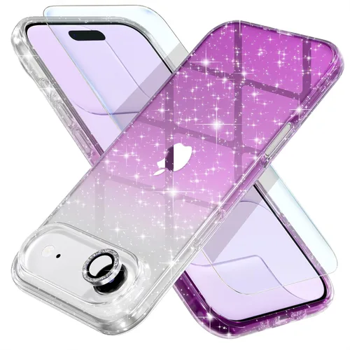 Vista 55 de Choiche, funda para iPhone 14 de mujer, brillante, protección de grado militar, 2 cubiertas de lentes de cámara Diamond, 2 protectores de vidrio