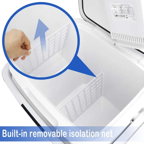 Vista 6 de SUPER DEAL Enfriador y calentador eléctrico portátil de 28 cuartos de galón (26 litros), mini refrigerador de 12 V CC para automóvil