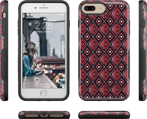 Vista 6 de Casely Funda para iPhone 6/7/8 Plus Funda con estampado de festival (solo buenas vibraciones)