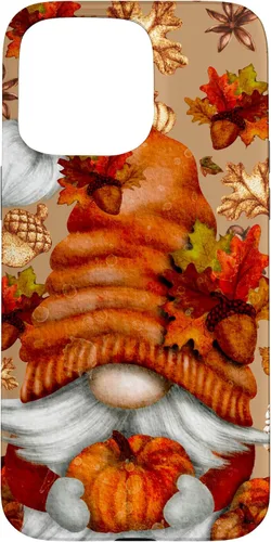 Vista 31 de Brown Fall Themed Gnome Pumpkin Cute Pattern Autumn Leaves Case for iPhone 16