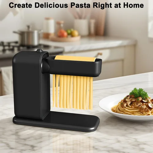 Vista 6 de Máquina eléctrica para hacer pasta, máquina para hacer pasta 3 en 1, incluye rodillo de pasta cortador de espaguetis y cortador de fettuccine