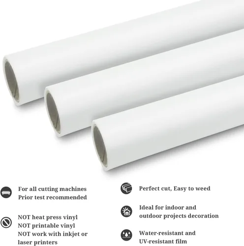 Vista 2 de TECKWRAP - Vinilo adhesivo permanente para manualidades 12 pulgadas x 10 pies Blanco mate