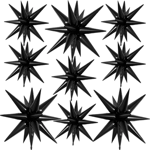 Vista 20 de 9 piezas de globos de estrella beige, grandes globos de papel de aluminio en forma de estrella en explosión, globos de Mylar en punta color crema