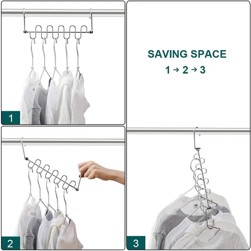Vista 6 de Meetu – Percha mágica de ropa para ahorrar espacio, organizador de armario de metal, para sistema de organización de armario