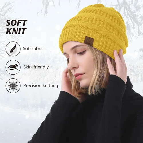 Vista 3 de Durio Gorro de invierno para mujer, gorro suave y cálido, gorro de punto casual, gorro de punto para mujer