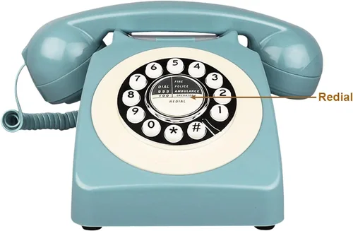 Vista 2 de Teléfono retro, con cable clásico antiguo teléfono fijo para el hogar/oficina, con cable francés azul antiguo rotativo regalo para decoración de arte