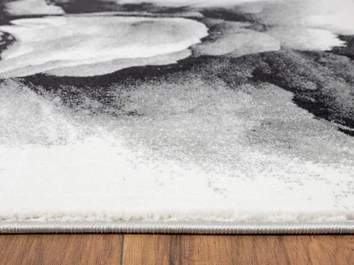 Vista 7 de Abani Rugs - Alfombra moderna de 2 x 3 pies, diseño floral en blanco y negro, alfombra 3D geométrica contemporánea, colección Arto