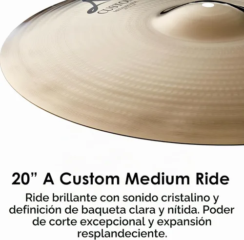 Vista 3 de Zildjian A Custom Medium Ride Platillo - 20 pulgadas