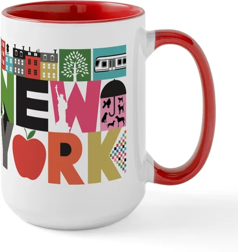 Vista 31 de CafePress New York Republic Tazas de cerámica de 15 oz (15.0 fl oz)