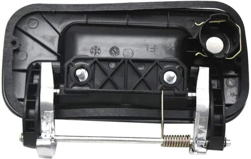 Vista 2 de Manija para puerta trasera Ford F-150 2004-2013 con orificio para llave, bisel negro texturizado con palanca cromada, plástico