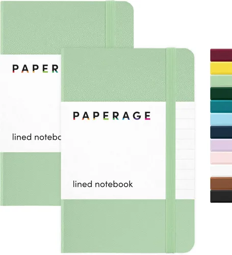 Vista 12 de Juego de 2 cuadernos blocs de notas de bolsillo pequeño, pauta universitaria, 3.7 x 5.6 pulgadas, minidiario de tapa dura, papel grueso de 3.5 Negro