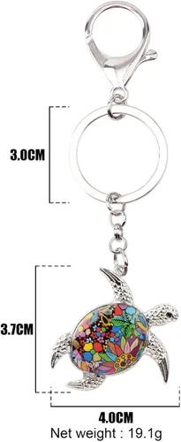 Vista 5 de Esmalte Metal Tortuga Llaveros Para Mujeres Niñas Regalos Coche Bolso Tortuga Colgante Charms