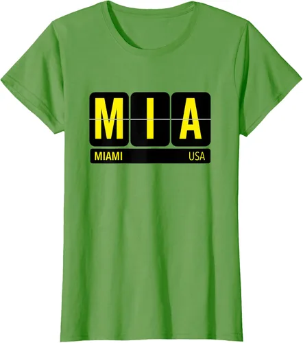 Vista 4 de MIA Miami Florida USA Travel Souvenir Yellow Text Camiseta, Blanco