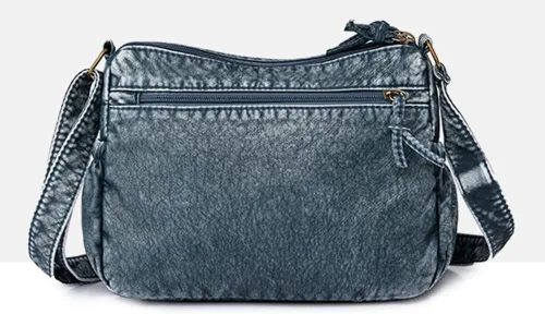 Vista 7 de Bolso Hobo de cuero para mujer, bolso de mezclilla retro, bolso cruzado grande, bolso de hombro casual
