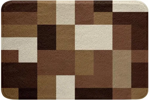 Vista 12 de Feelyou Beige Brown Bathroom Rugs Abstract Geometric Bath Mats Modern Art Bathroom Accessories Floor Doormats 16"x24" Soft Microfiber