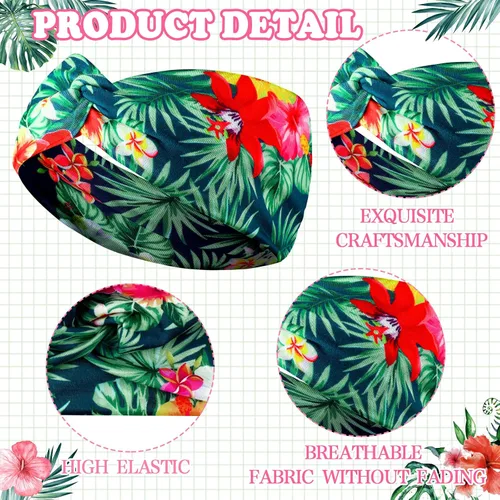 Vista 6 de Jutom 20 diademas para mujer, bohemias, playa, verano, hawaianas, anudadas, anchas, a granel, elásticas, tropicales, florales, vintage, envoltura
