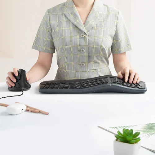Vista 9 de DELUX Ratón vertical ergonómico con cable, para manos medianas (M618XU-negro)