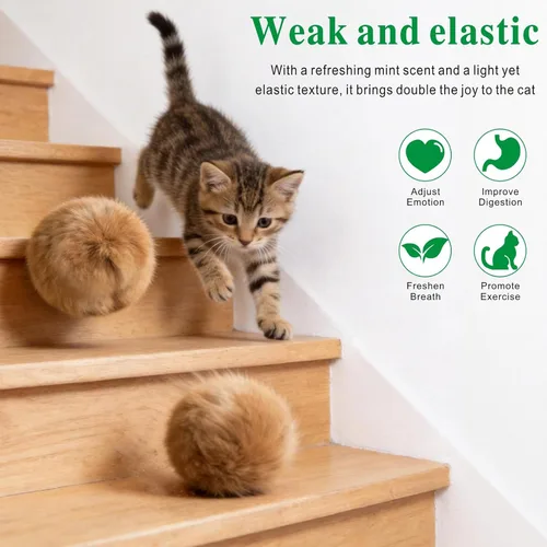 Vista 2 de 5 piezas de juguetes para gatos con hierba gatera, bola suave para gatos de interior masticar