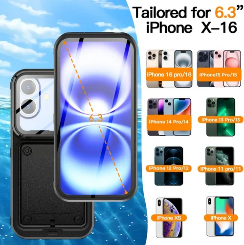 Vista 3 de AICase Funda impermeable para teléfono, función universal de autocomprobación, bolsa seca para playa, flotante, ducha, esnórquel, para iPhone