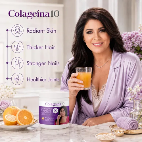 Vista 5 de Colageína 10, Polvo de colágeno hidrolizado con ácido hialurónico, Mejora la apariencia de la piel, ayuda al crecimiento del cabello, uñas más