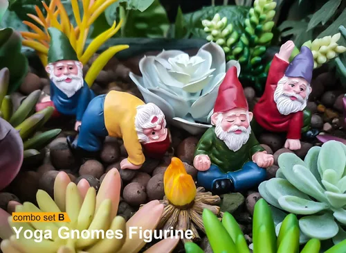 Vista 3 de Adorno de gnomos de jardín en miniatura para exteriores, estatua de elfo de resina, divertidos accesorios de jardín de hadas de gnomos para patio