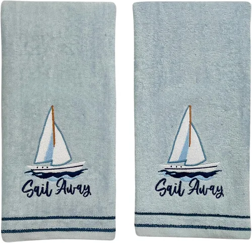 Vista 27 de Serafina Home Toallas de mano náuticas para huéspedes: Coastal Love Anchors The Soul, 2 piezas suaves y absorbentes