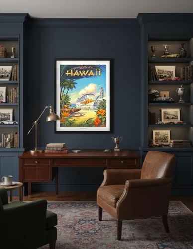 Vista 4 de Pride of Hawaii Cruise Ship - Aloha Towers Honolulu Harbor - Póster de viaje hawaiano vintage por Kerne Erickson - Impresión artística maestra