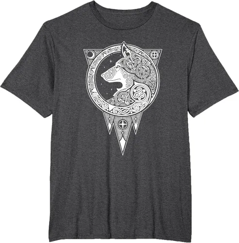 Vista 5 de Viking Fenris Wolf - Camiseta de mitología nórdica con símbolo de Fenrir Asphalt Grey