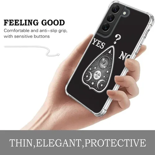 Vista 4 de Funda transparente compatible con Samsung Galaxy S23+ / S23 Plus, carcasa transparente y transparente para parachoques - Ouija Sí No