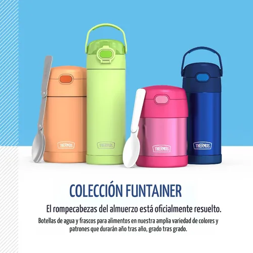 Vista 6 de THERMOS Funtainer - Tarro de alimentos aislado de 10 onzas, tarro de comida para niños con cuchara plegable, color negro