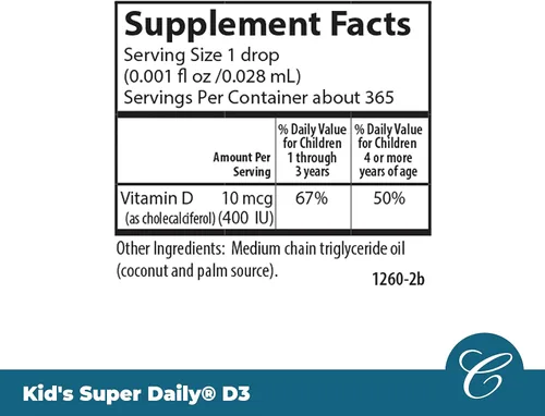 Vista 4 de Carlson - Super Daily D3 para niños, gotas de vitamina D para niños, 400 UI por gota, suministro de 1 año, salud cardíaca e inmunológica