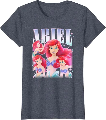 Vista 52 de Disney Camiseta de la princesa Ariel de la Sirenita Multi Pose, Negro