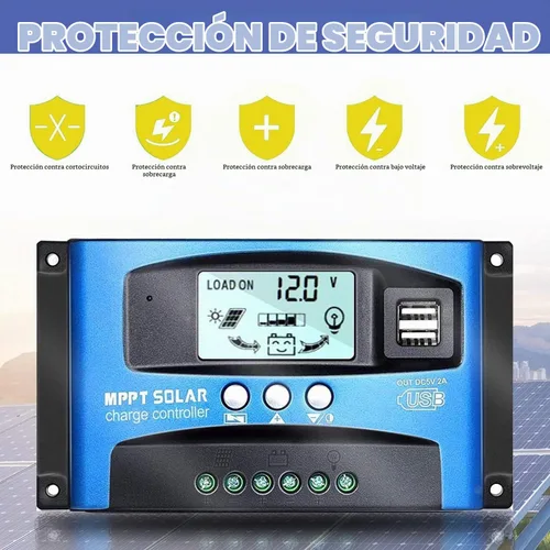 Vista 2 de 100A MPPT Controlador de carga solar 12v/24v actual enfoque automático MPPT carga de seguimiento con pantalla LCD Regulador solar dual USB