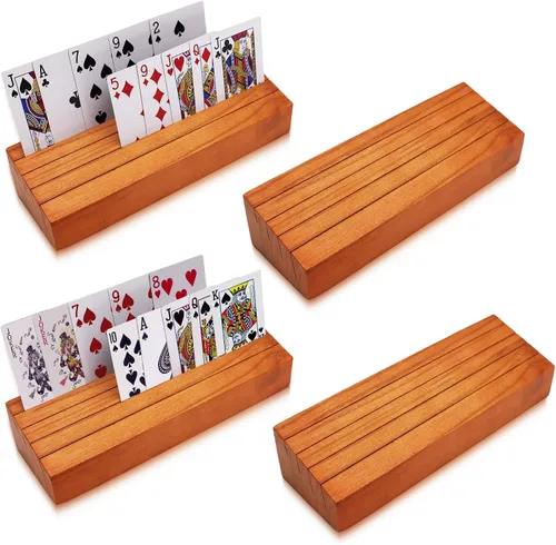 Vista 8 de Portatarjetas de madera para naipes, soporte de madera para naipes para niños, soporte para cestas para adultos mayores, coronas de mazo de cartas