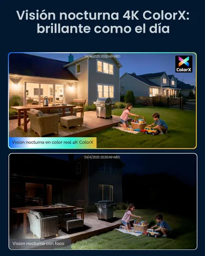 Vista 2 de REOLINK Cámara de seguridad CX820 ColorX PoE, 4K UHD, visión nocturna a color real, súper apertura F1.0, sensor de imagen de 1/1.8'', tecnología