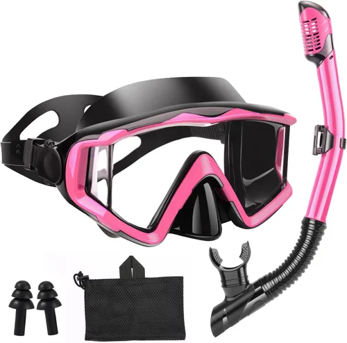 Vista 13 de Equipo de esnórquel para adultos, jóvenes y niños, juego de máscara de esnórquel, máscara de buceo, gafas de natación, máscara de buceo, a prueba