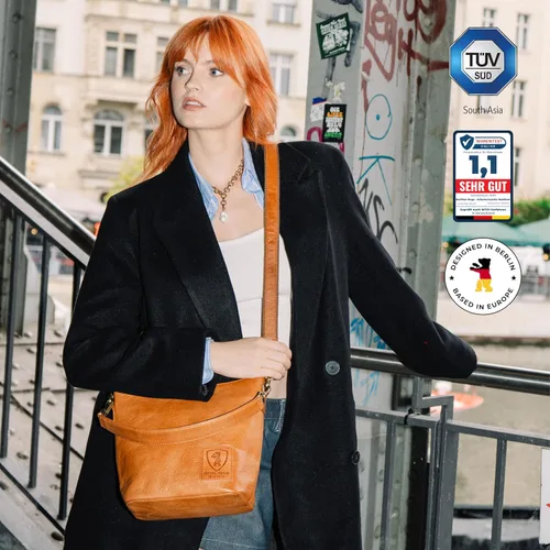 Vista 3 de Berliner Bags Bolso De Hombro De Cuero Genuino Vintage Madison, Pequeño Bolso De Tote, Bolso De Cucharón, Bolsa De Asa Superior Para Las Mujeres