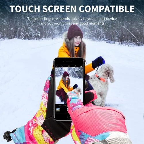 Vista 2 de BOSONER Guantes de esquí y snowboard, guantes cálidos impermeables de invierno, guantes de nieve para clima frío para hombres, mujeres, niños