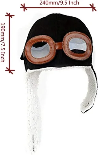Vista 3 de CTKcom Paquete de 2 gorros de forro polar Pilot Aviator con orejeras para niños, paquete de 2 (café + negro)