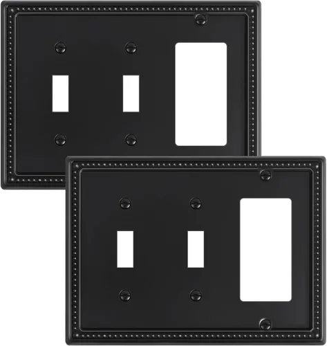 Vista 30 de Paquete de 2 cubiertas de placa de interruptor de luz de doble palanca, cubiertas decorativas de placa de doble interruptor Pearls, placa de pared