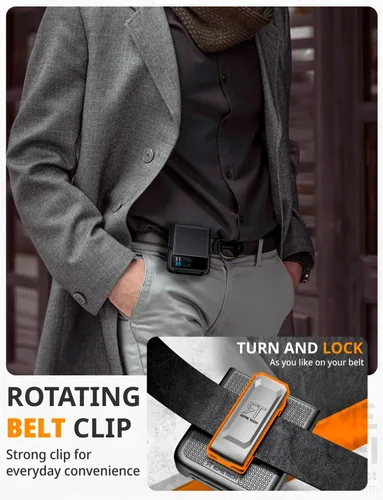 Vista 4 de Funda diseñada para Motorola Razr (2023) con funda de clip para cinturón, funda con función atril, color negro (Dotos)