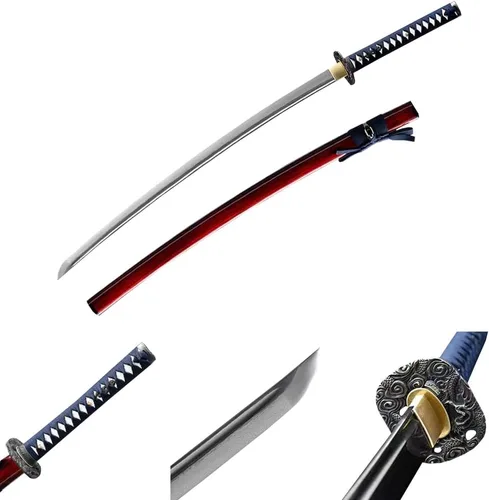 Vista 10 de Espada japonesa samurái negra Katana espadas forjadas a mano