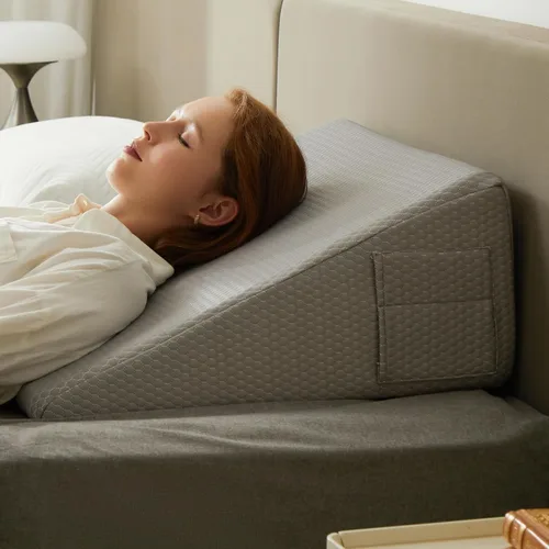 Vista 16 de Bedluxe - Almohada en forma de cuña, almohada de cuña de cama de 8 pulgadas, almohada elevada para el cuerpo para el apoyo de la espalda, reflujo