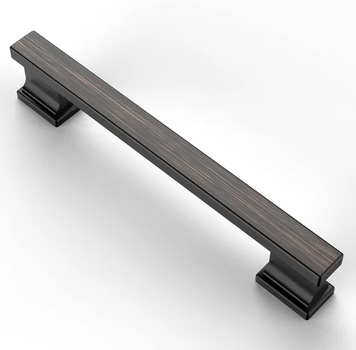 Vista 29 de Asidrama - Paquete de 6 manijas de gabinete de cocina color latón cepillado de 3.75 pulgadas (96mm), tiradores para gabinete, accesorios