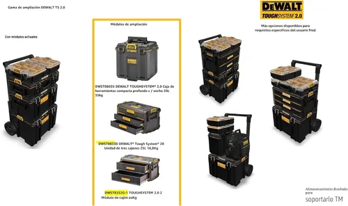 Vista 5 de DEWALT TOUGHSYSTEM 2.0 Caja de herramientas profunda compacta y duradera con divisores extraíbles (DWST08035)
